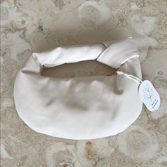 NWT Melie Bianco Alexandra Vegan Leather Top Knot Crescent Bag Soft Pink - Picture 5 of 9